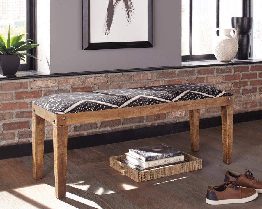 Coaster Fine Furniture Lamont - Fabric Upholstered Accent Bench - Black And Natural | Meri Furniture