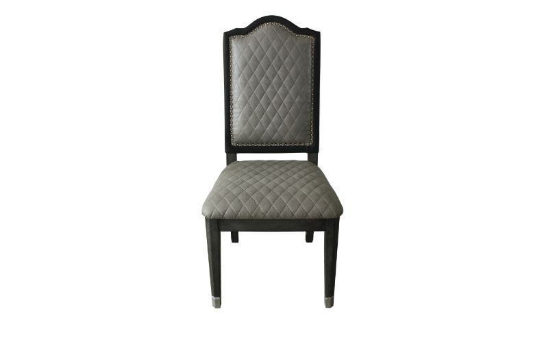 House Beatrice - Side Chair Set of 2) - Two Tone Gray Fabric & Charcoal