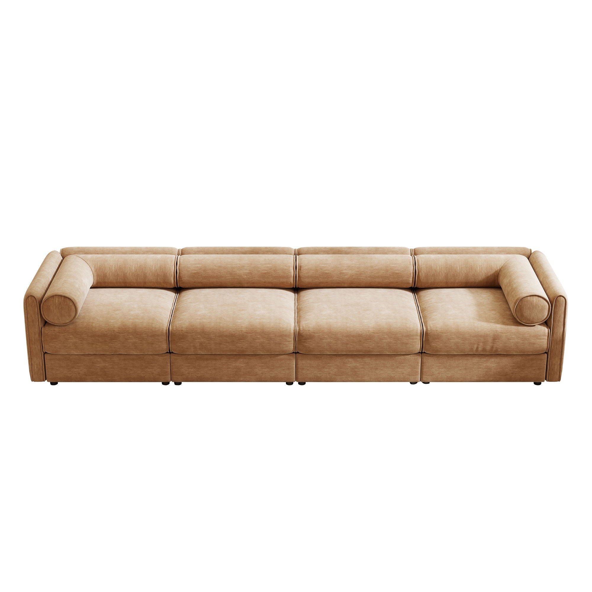 Stylish Chenille Sofa With Storage Seat And Cylindrical Backrest