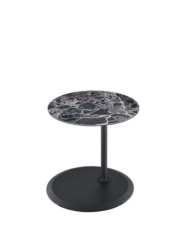 Orbit 15.5"W End Table with Height Adjustable Black Marble Textured Top