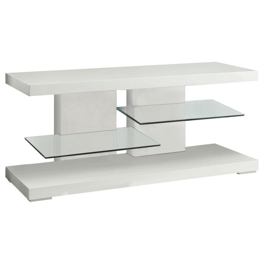 Coaster Fine Furniture Cogswell - 2-Shelf Wood TV Stand - White High Gloss | Meri Furniture