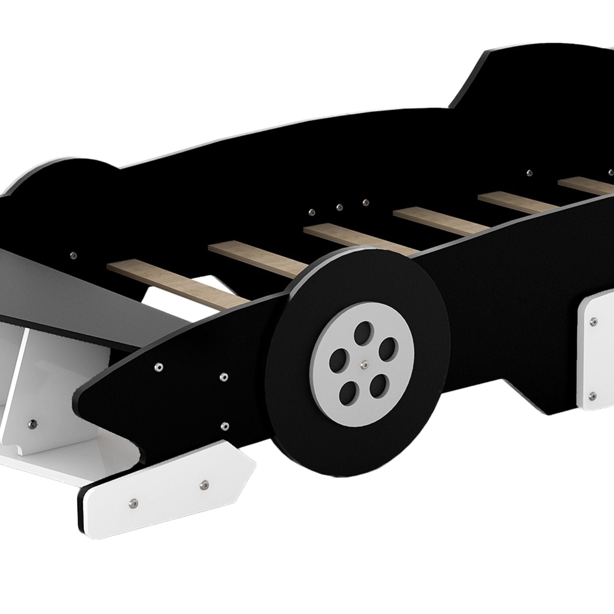 Race Car-Shaped Platform Bed With Wheels