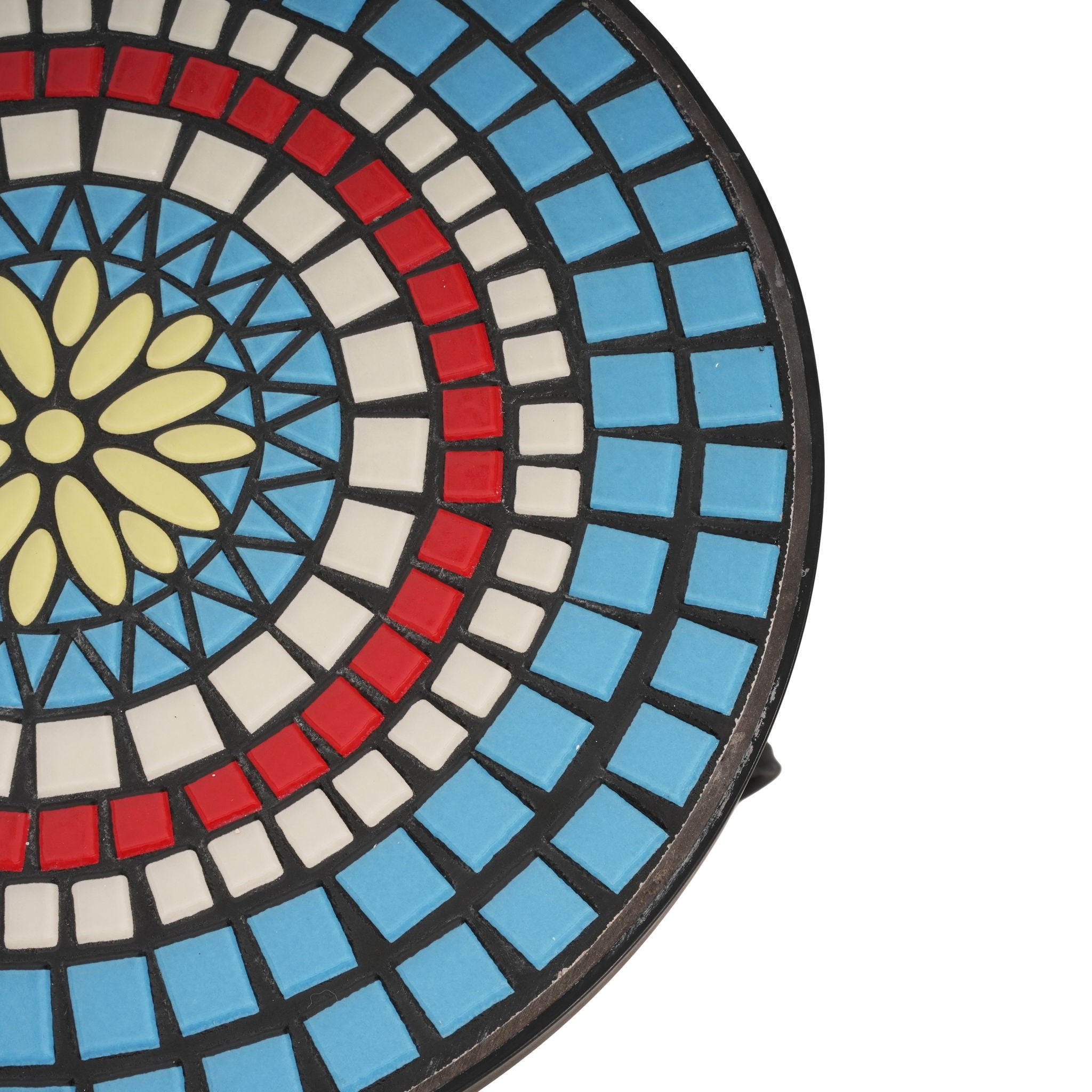 Ceramic Tile And Iron Patio Side Table With Shelf