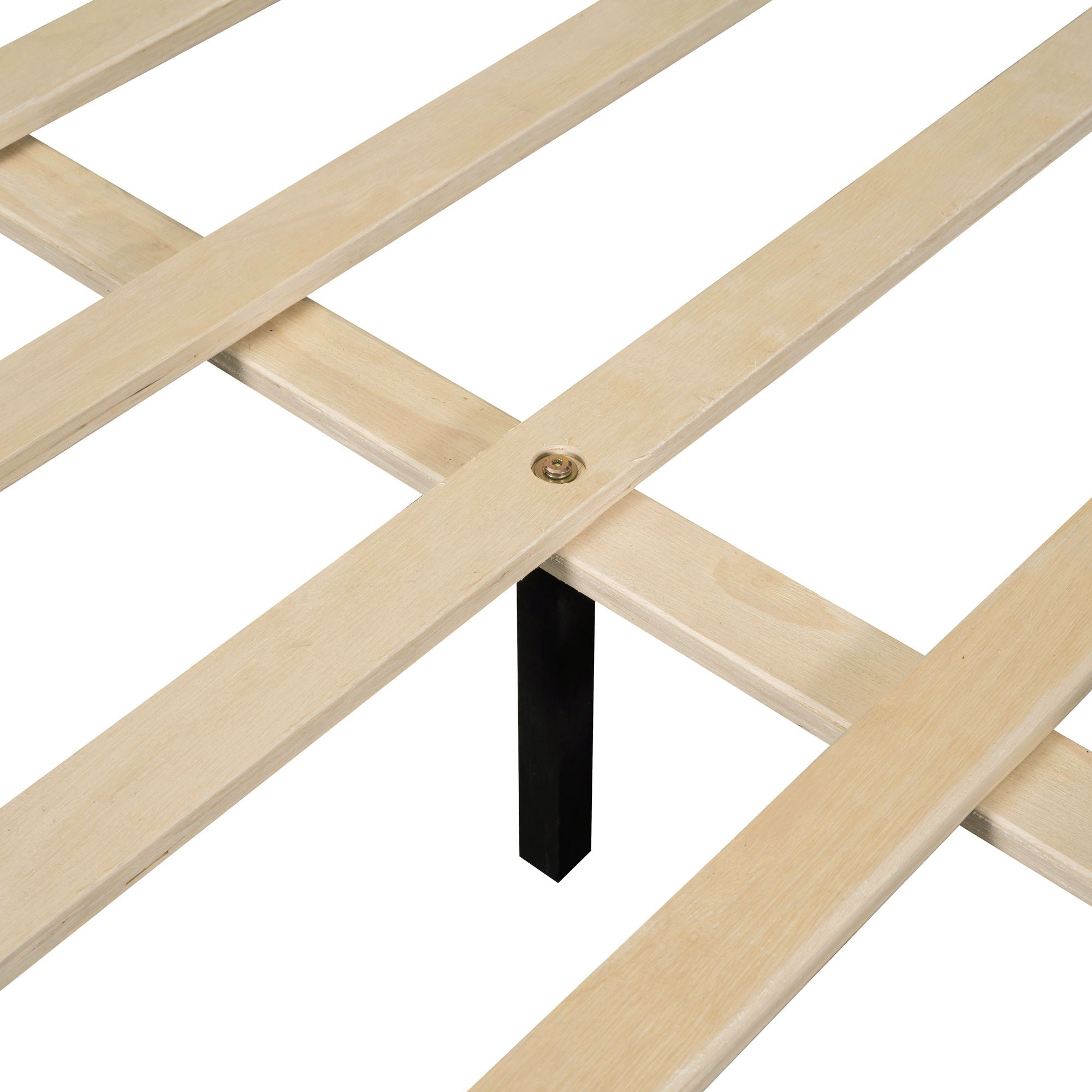 Platform Bed With Thick, Stylish Stripe Decorated Bedboard And Elegant Leg