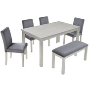 Dining Table Set, Table With A Rectangular Table And Upholstered Chairs