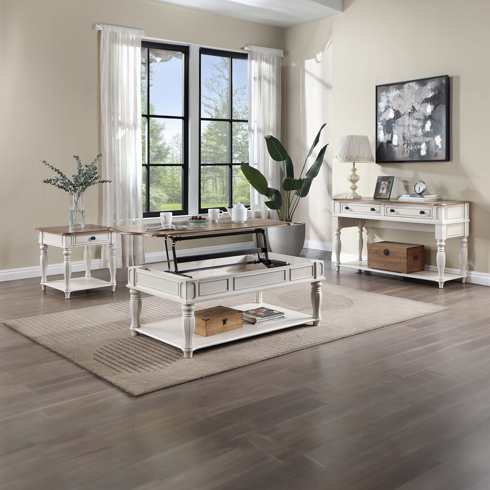 Florian - End Table - Oak & Antique White