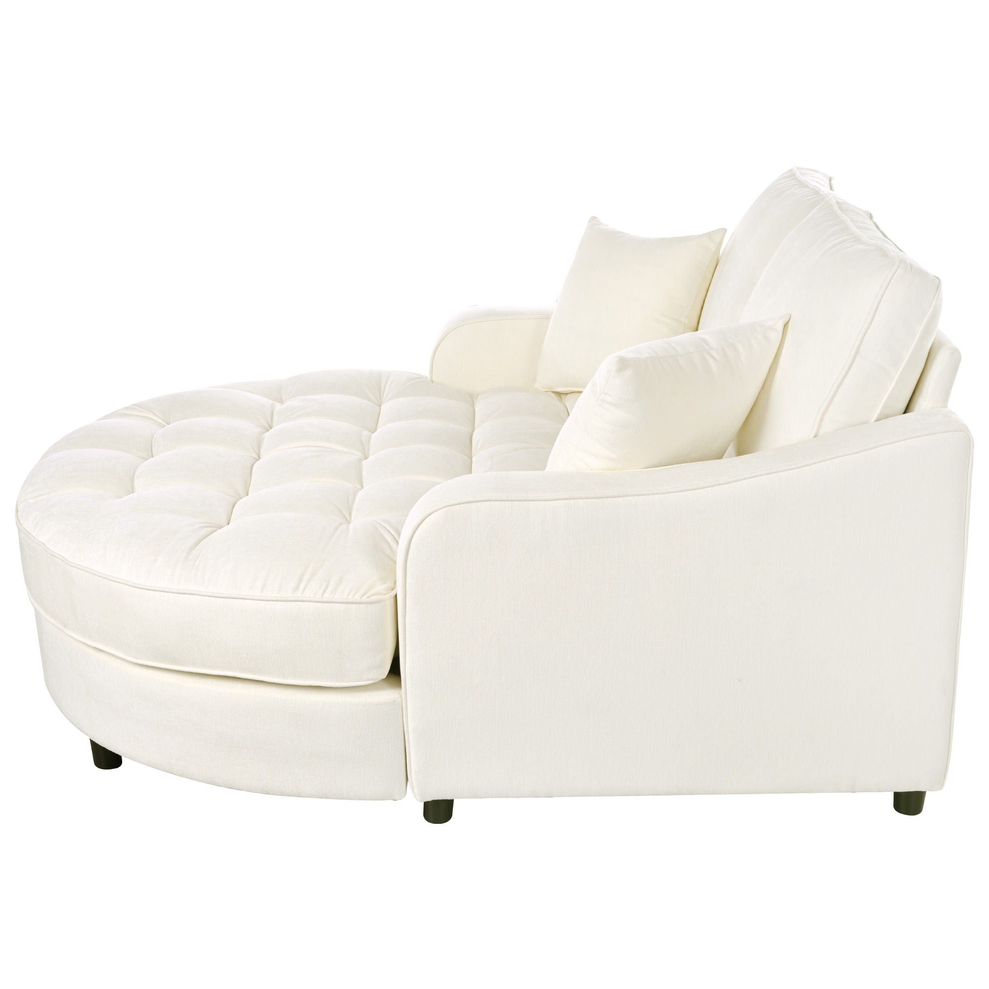 Modern Chaise Lounge Upholstered Sofa Couch With Tufted Seat And Detachable Pillows For Living Room