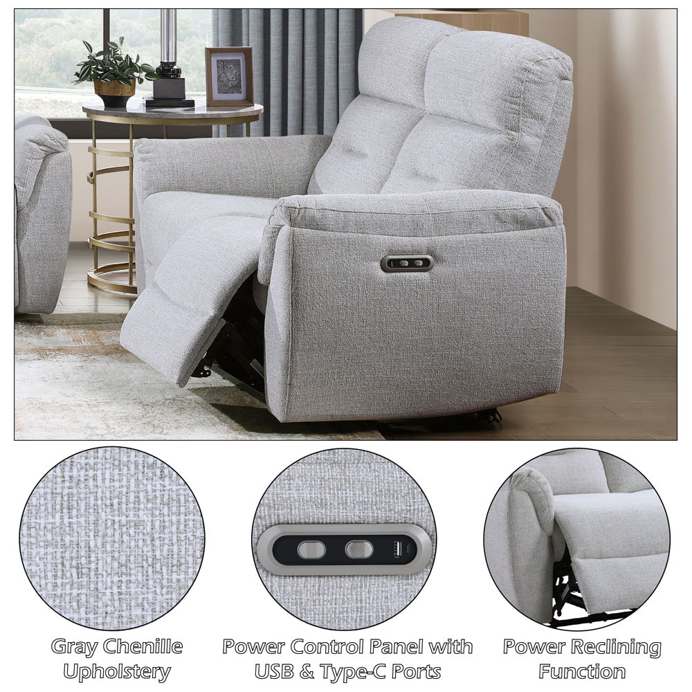 Eastre - Power Motion Loveseat With USB Port - Beige Chenille