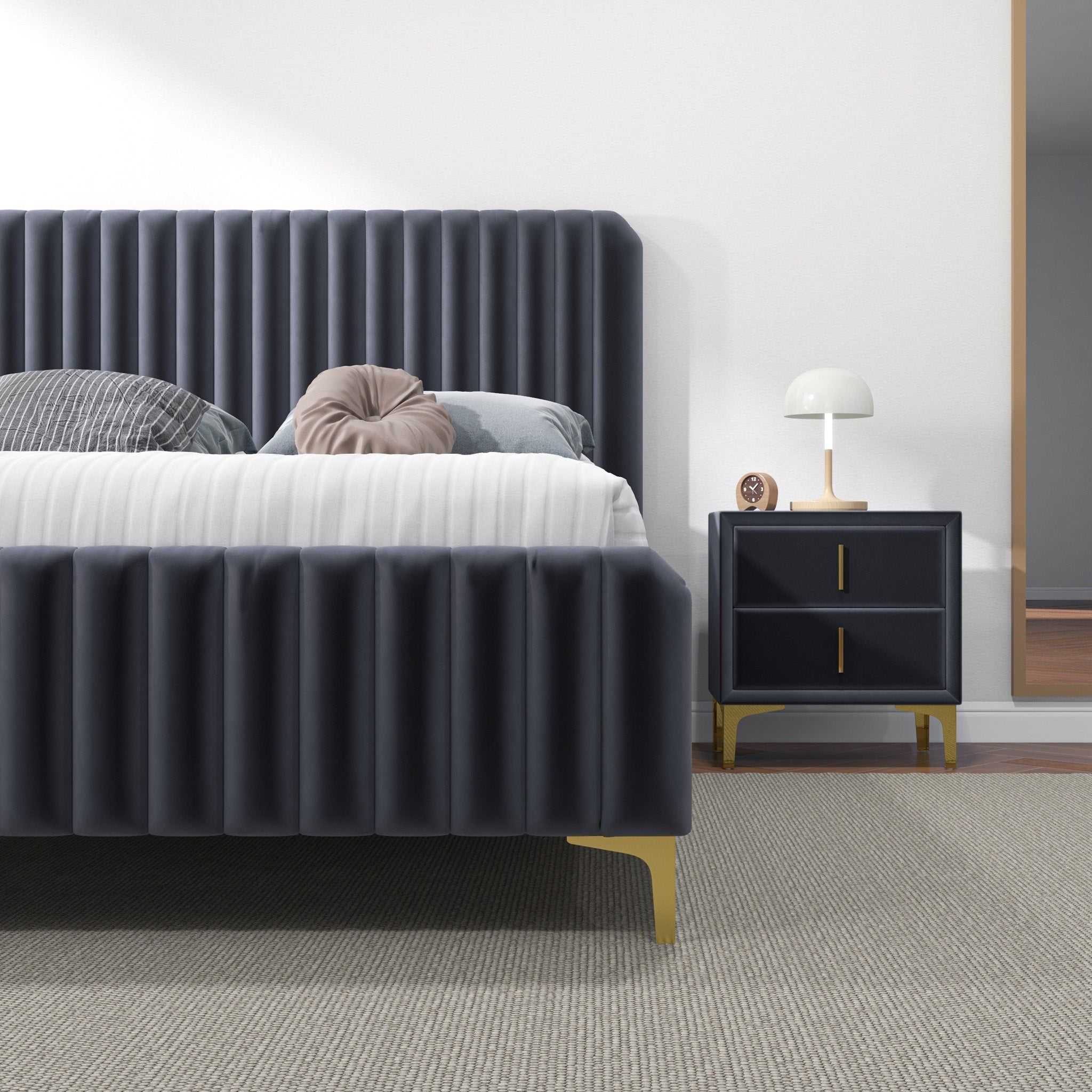 Bethany - Queen Upholstered Platform Bed - Gray