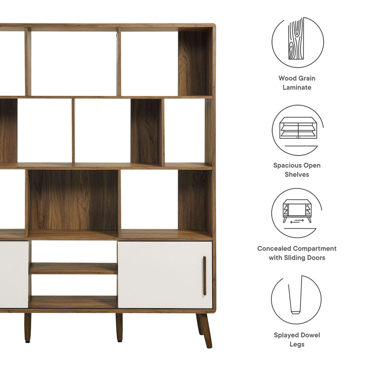 Transmit 59" Bookcase with Sliding Doors by Modway