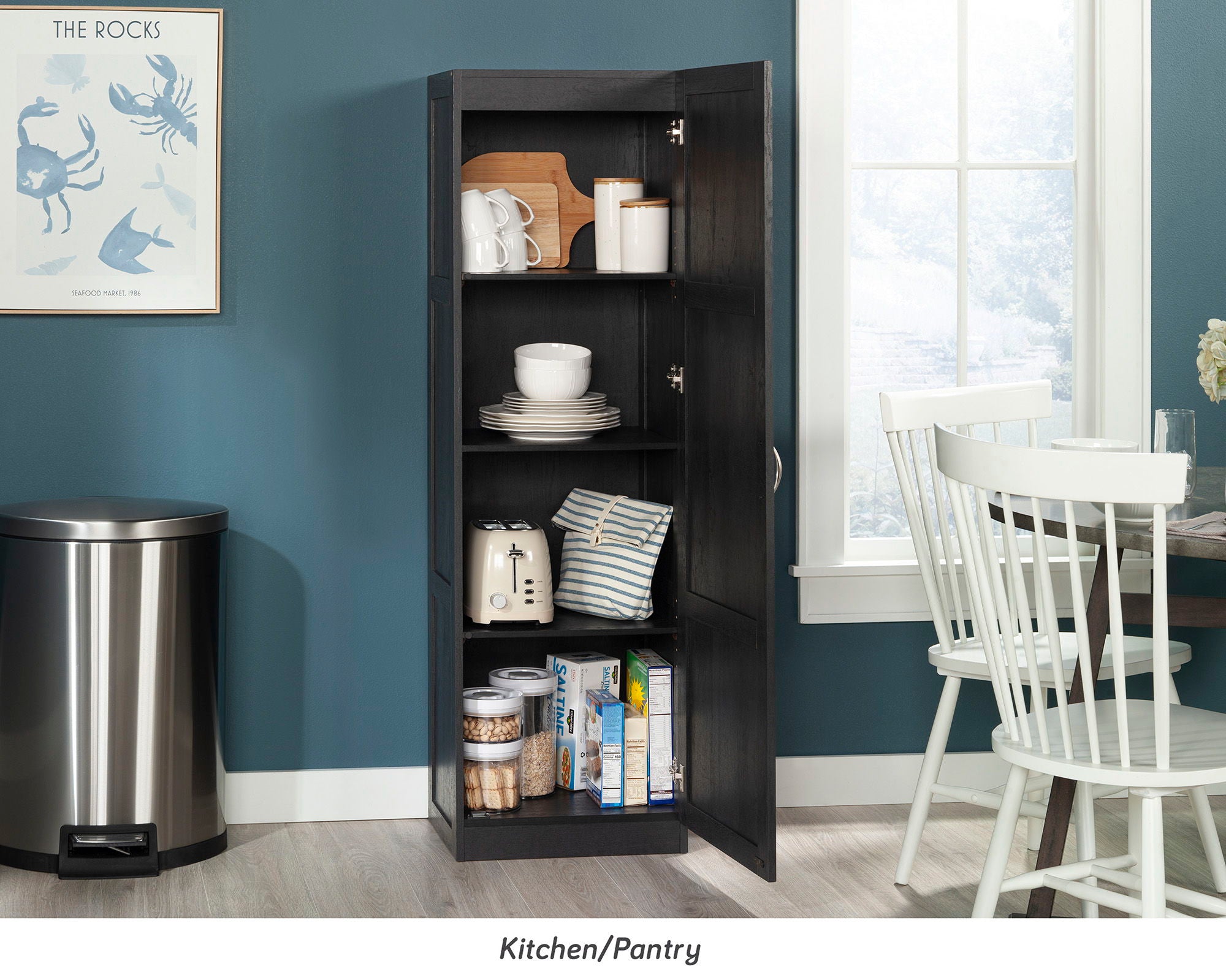 4-Shelf Storage Cabinet in Raven Oak