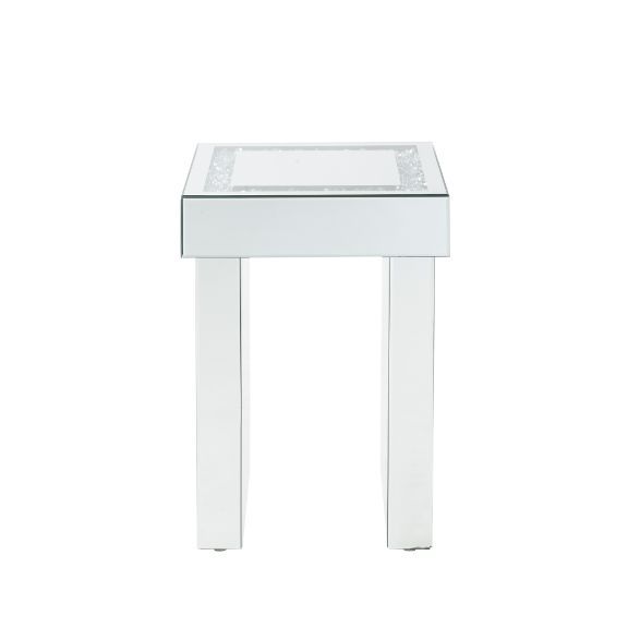 ACME Noralie - End Table - Mirrored & Faux Diamonds - Wood | Meri Furniture
