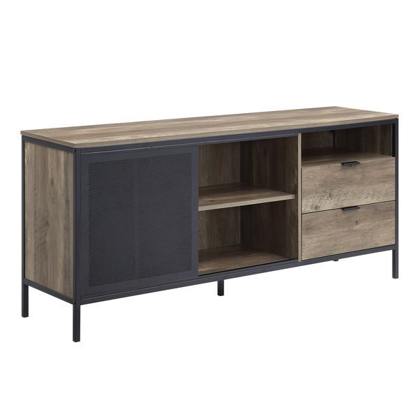 ACME Nantan - TV Stand - Rustic Oak & Black Finish - 28" | Meri Furniture