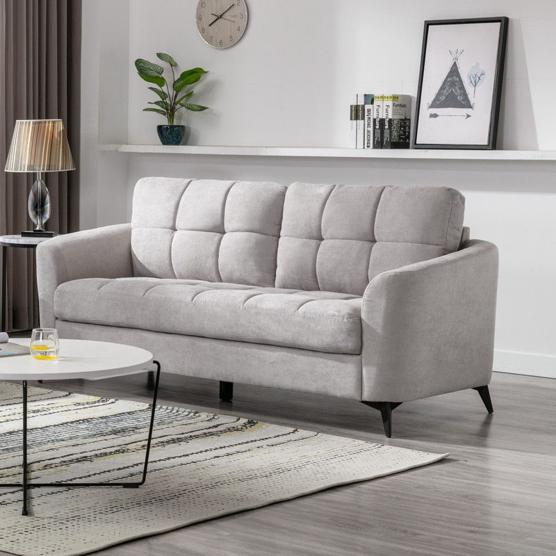 Callie 79"W Light Gray Woven Fabric Sofa