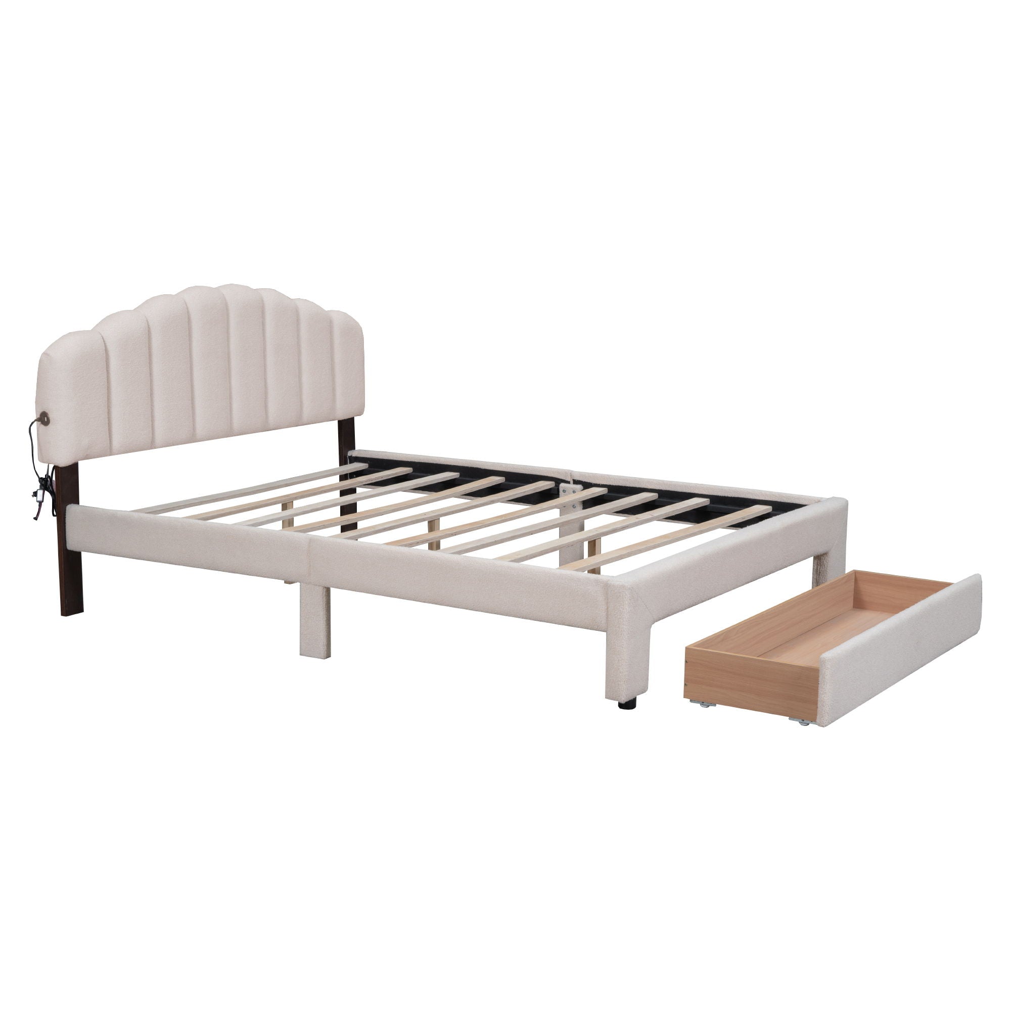 Upholstered Platform Bed With Drawer