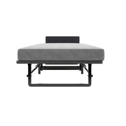 Modern Metal Folding Bed Frame With Foam Mattress, Easy Storage & Mobility - Black