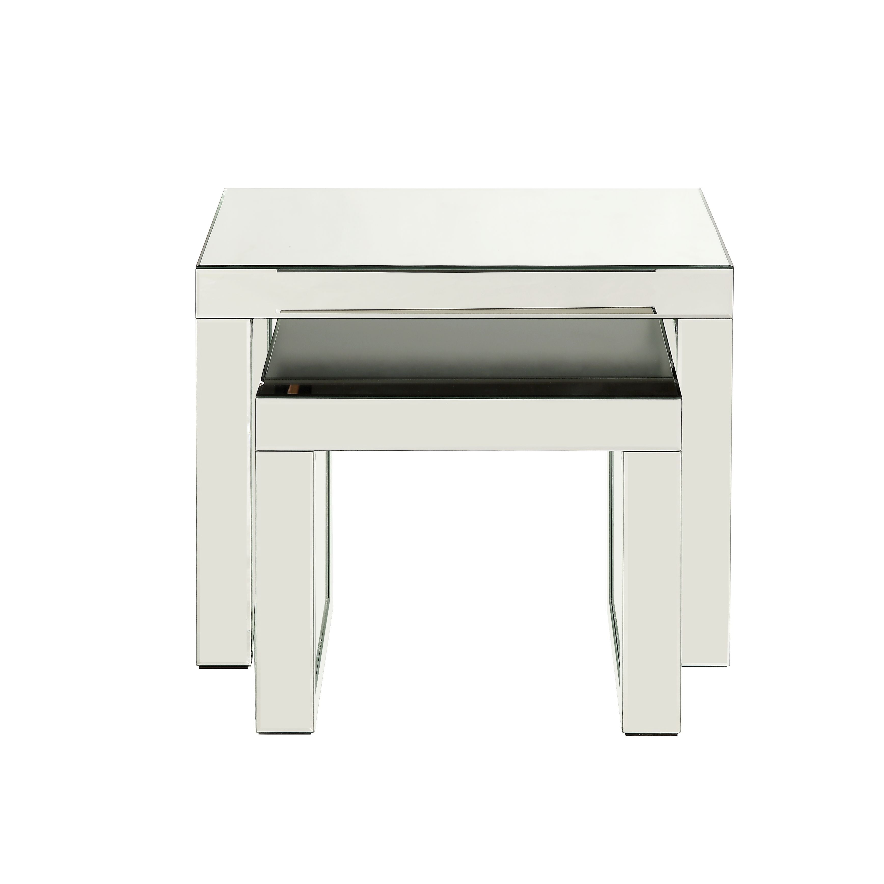 ACME Nysa - Accent Table - Mirrored & Faux Crystals Inlay - 16" | Meri Furniture