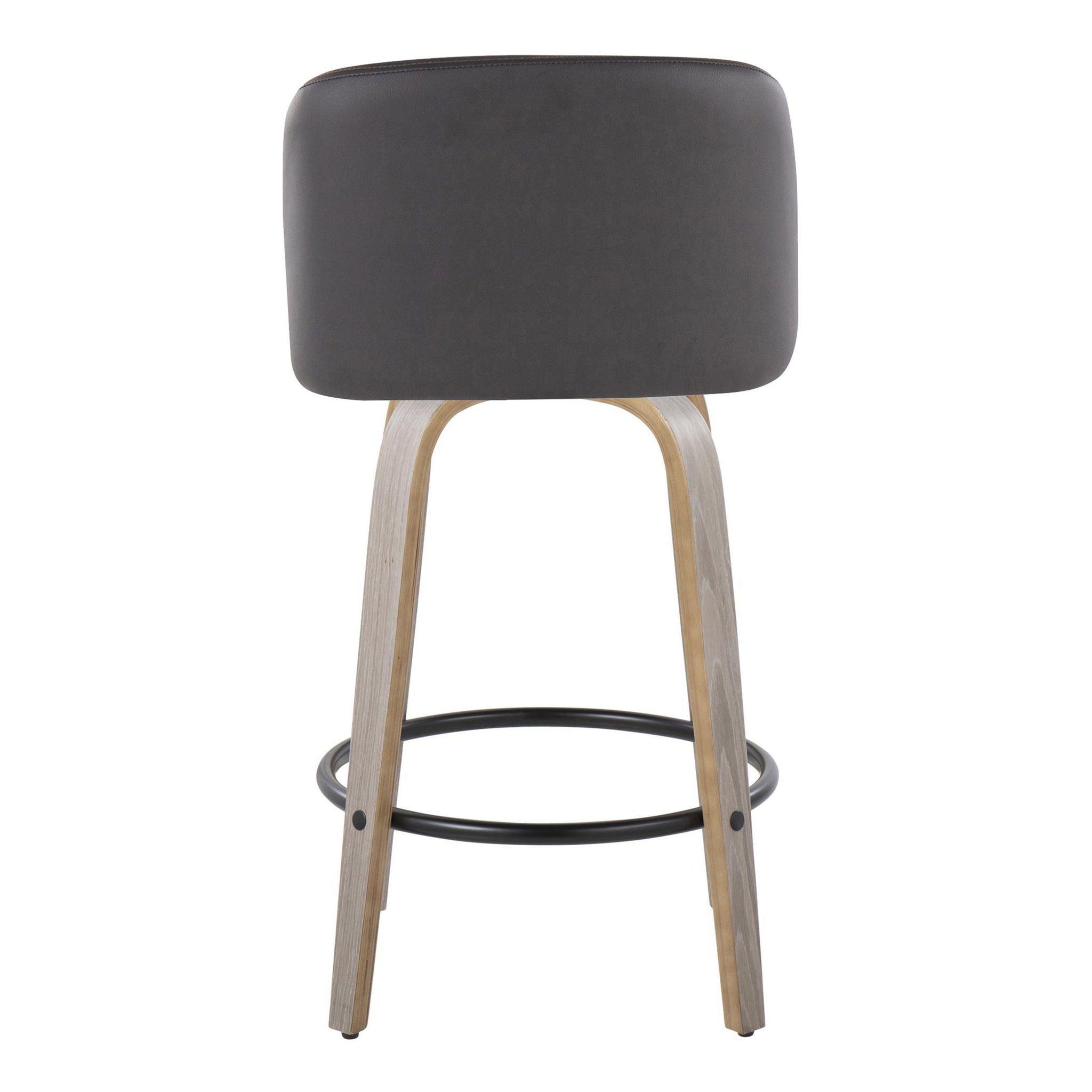 Toriano - Contemporary Fixed Height Counter Stool With Swivel & Round Footrest (Set of 2)