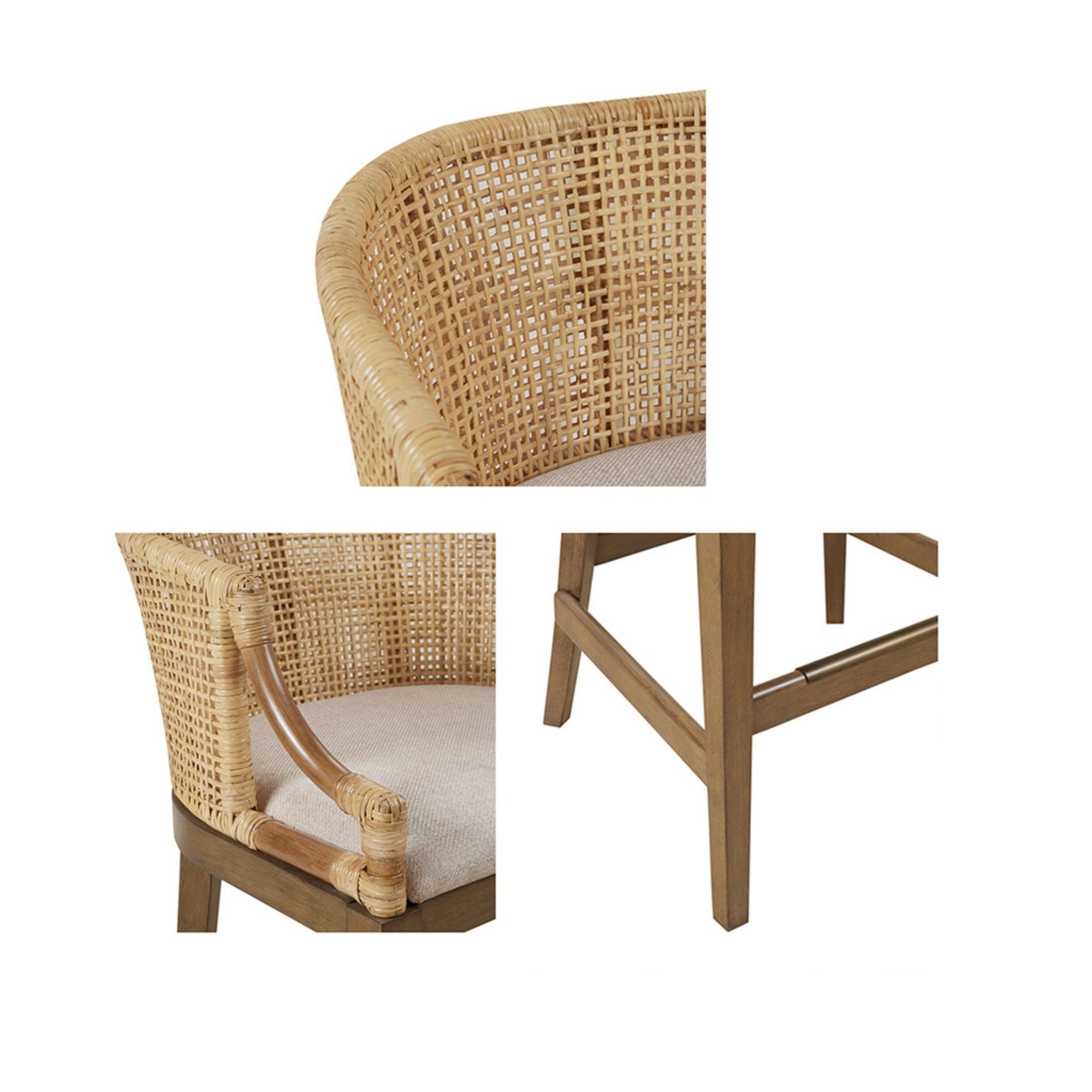 Casual Handcrafted Rattan Counter Stool