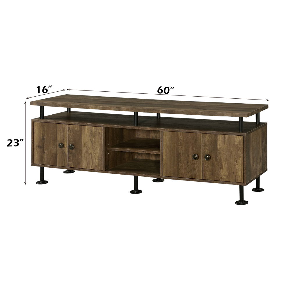Ensata II - TV Stand - Rustic Oak & Black