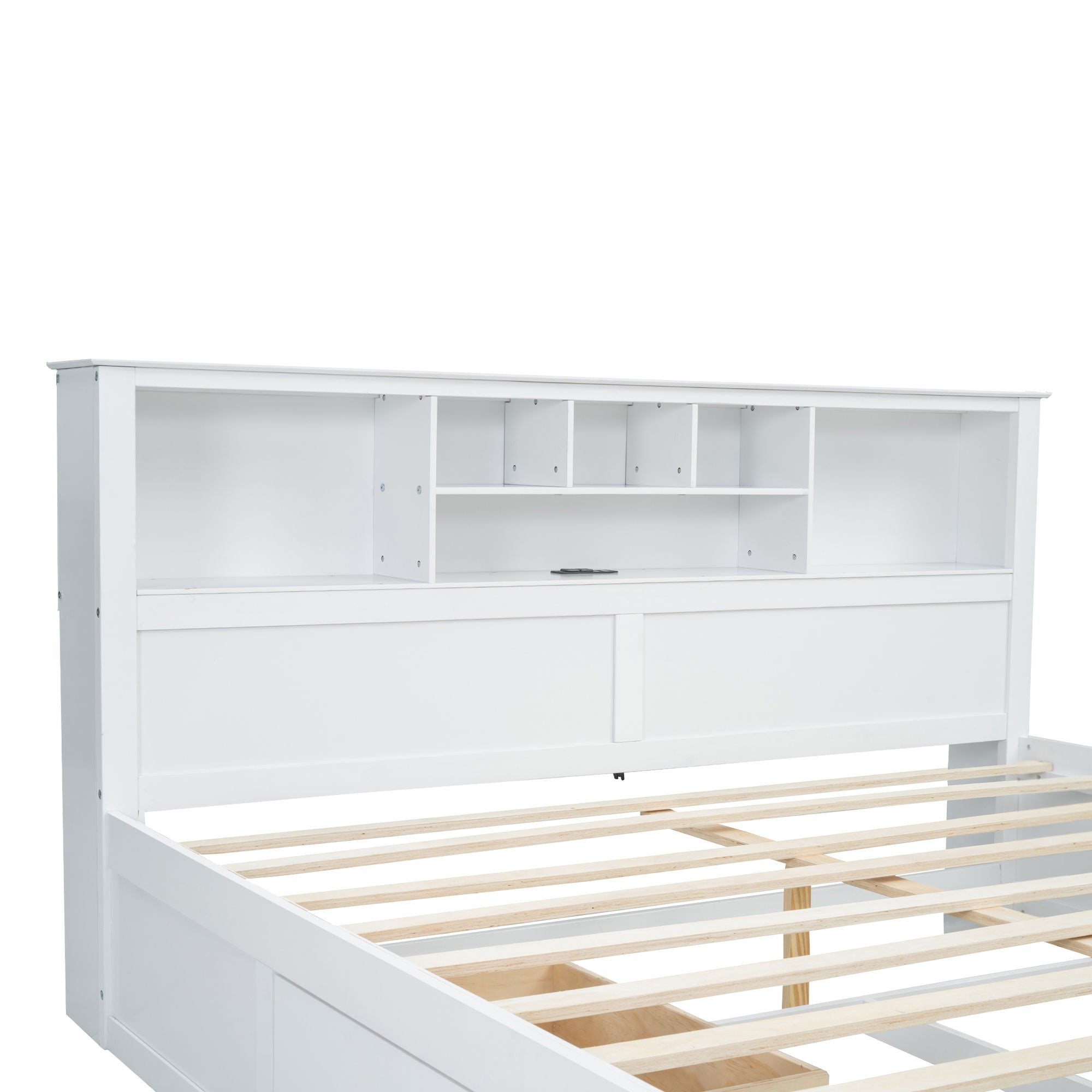 Platform Bed With Multi Storage Headboard, USB And Drawers