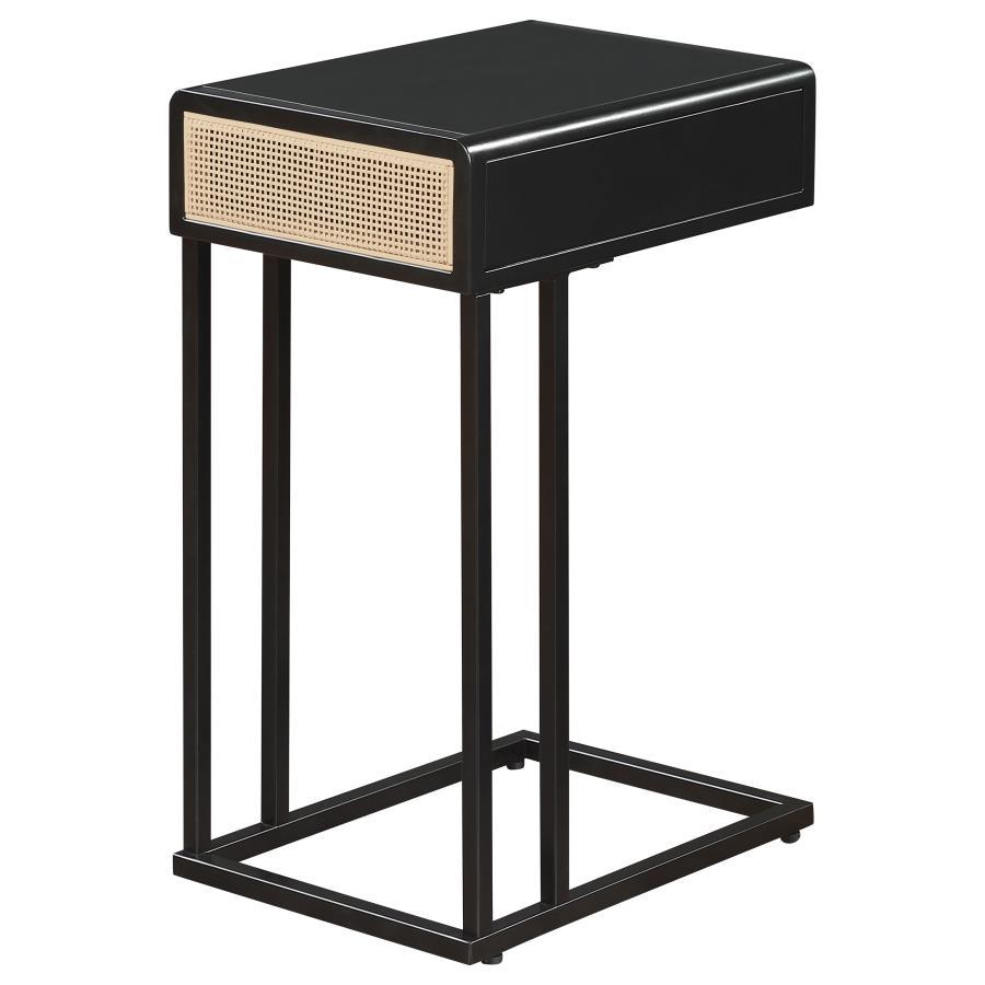 Amherst - 1-Drawer Radio Weave Cane Metal Side Table
