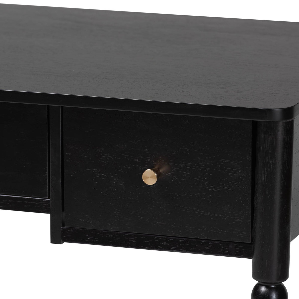 Lucera Bobbin Writing Desk - 3-Drawer Home Office Desk with Spindle Frame, Black
