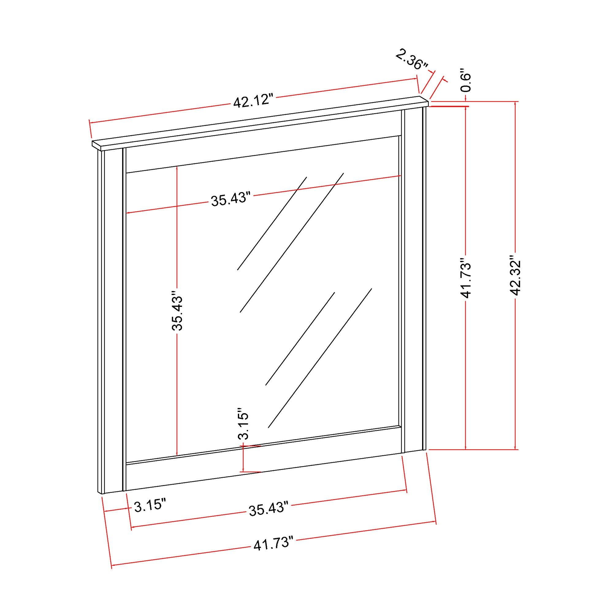 Lorenzo - Large Scale Mirror With Sleek Frame And Glittered Detailing - Silver