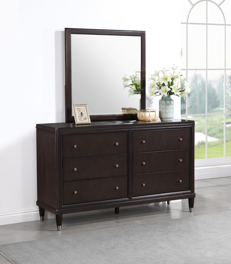 Coaster Fine Furniture Emberlyn - 6-Drawer Dresser With Mirror - Brown | Meri Furniture