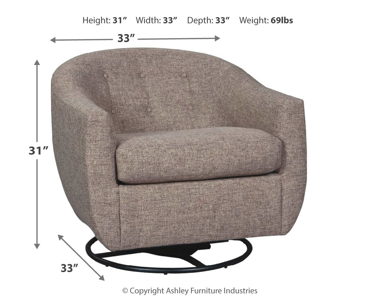 Ashley Furniture Upshur - Taupe - Swivel Glider Accent Chair | Meri Furniture