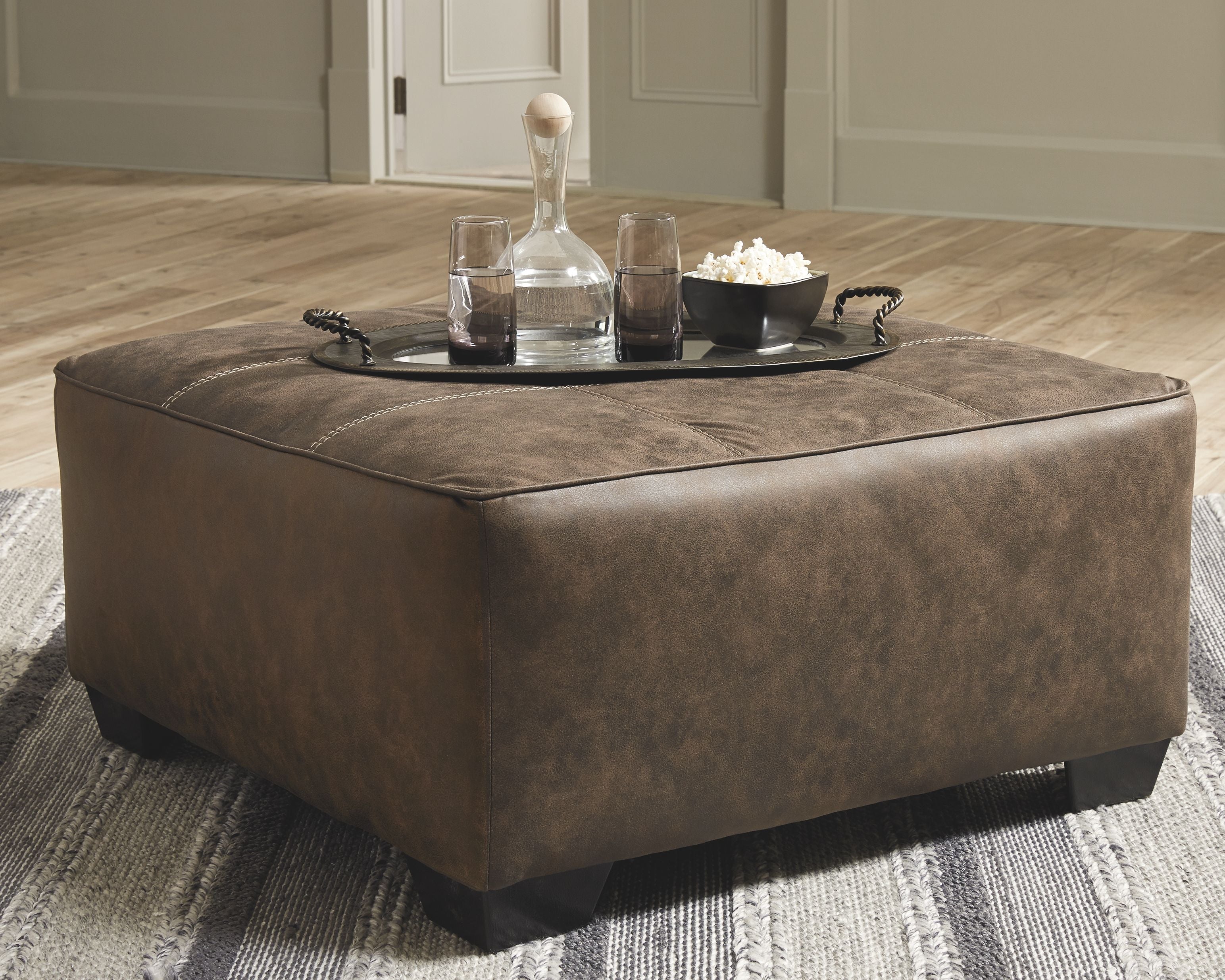 Ashley Furniture Abalone - Chocolate - Oversized Accent Ottoman | Meri Furniture