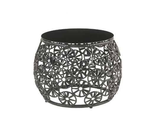 ACME Hikre - Patio Lounge Chair - Clear Glass, Charcaol Fabric & Black Wicker | Meri Furniture