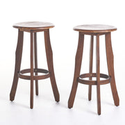 Primrose - Outdoor Acacia Wood Barstools With Foot Rest, (Set of 2) - Dark Brown