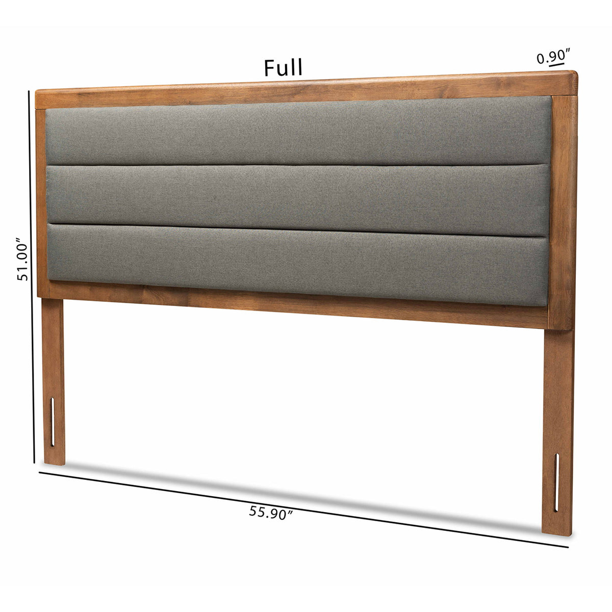 Dexter Modern and Contemporary Dark Grey Fabric Upholstered and Walnut Brown Finished Wood King Size Headboard