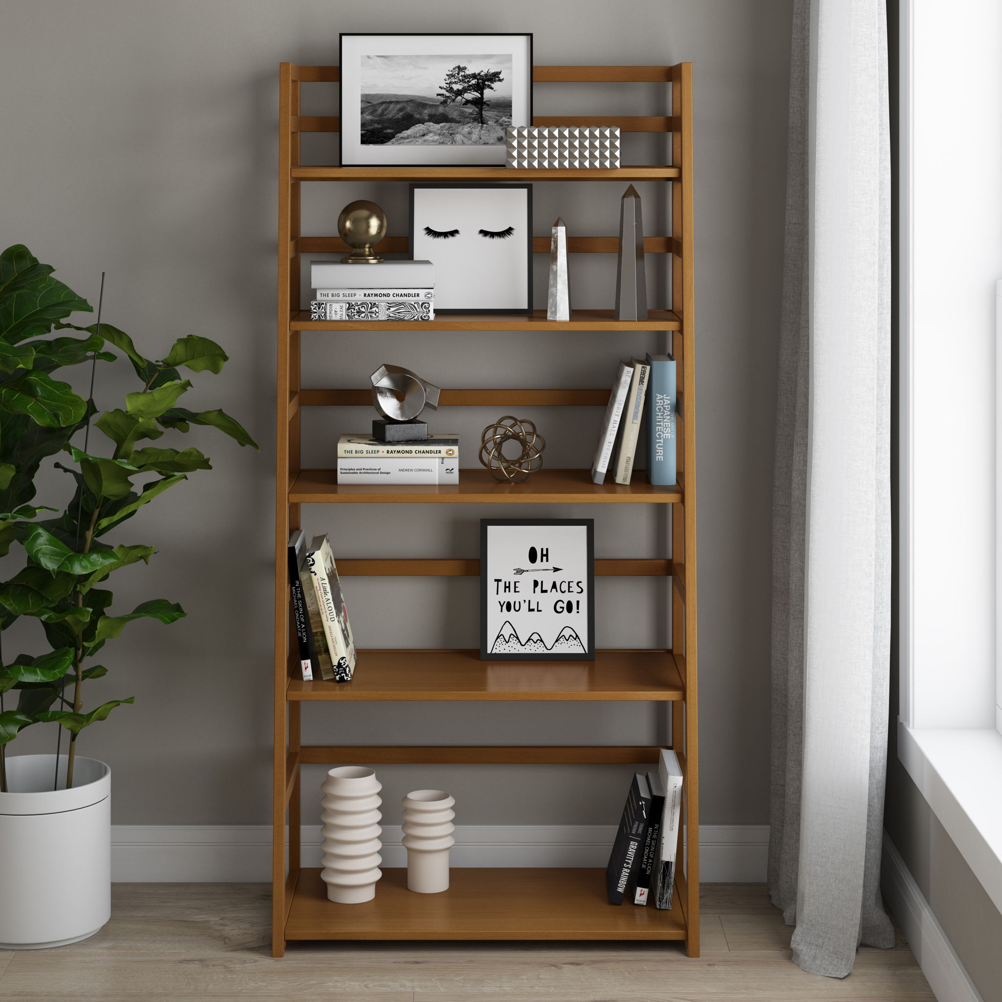 Acadian - Handcrafted Ladder Shelf Bookcase