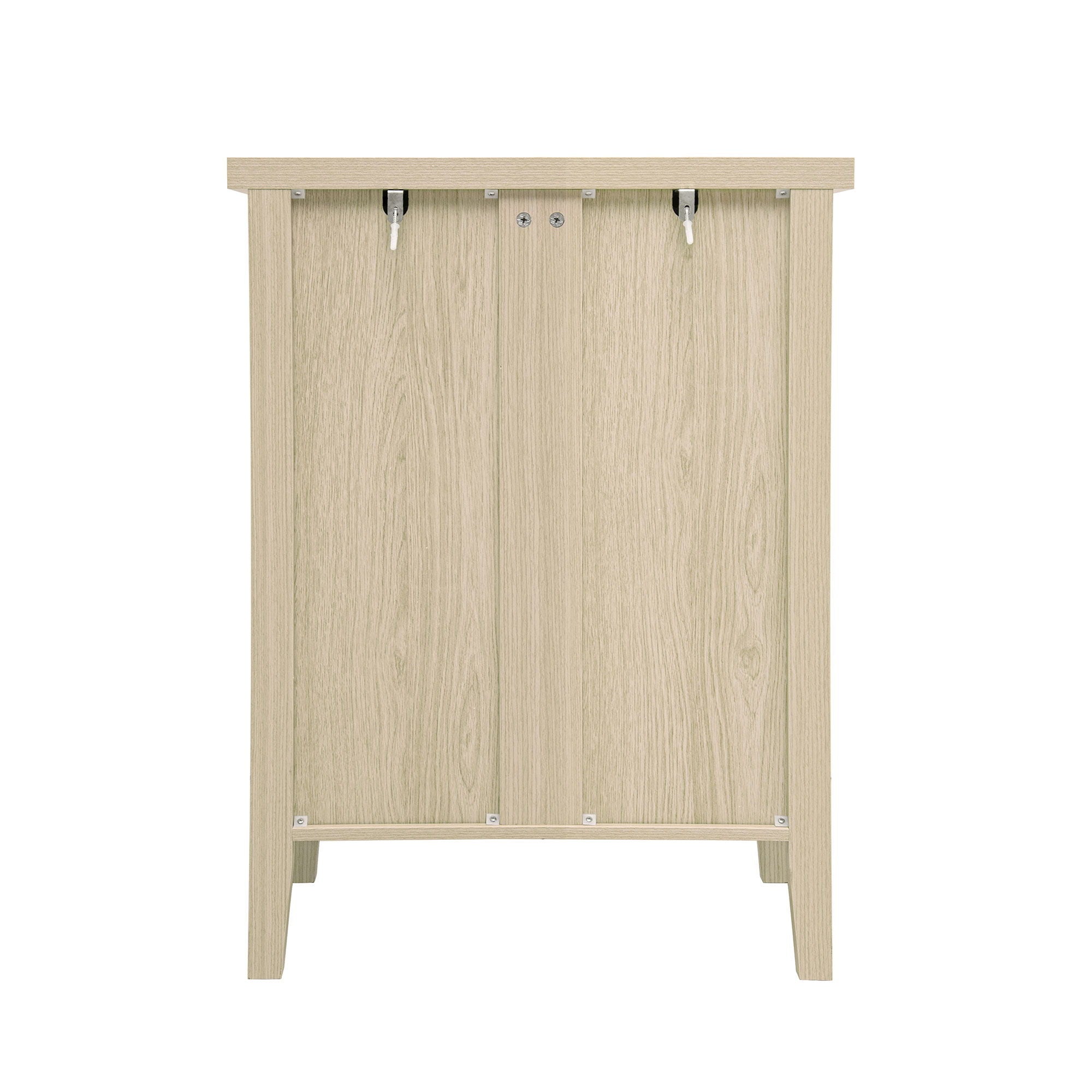 Hollow Carved 3 Drawer Cabinet Dresser Storage Chest With Metal Handles For Living Room Bedroom - Natural