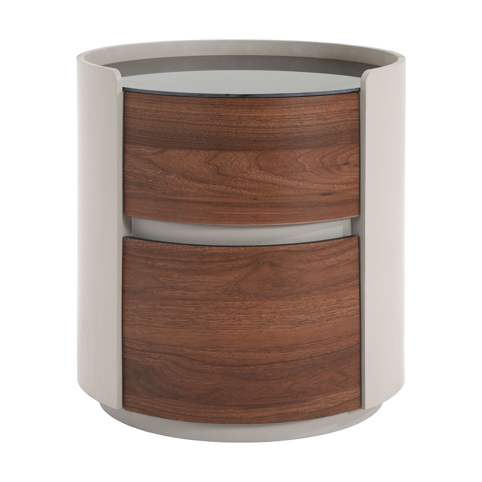 Italian Retro Double Storage Round Side Table - Gray Brown
