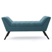 Modern Fabric Bench With Padded Seat And Wide U Shape Design - Teal