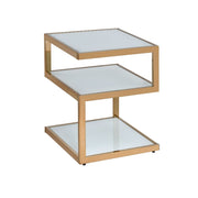 ACME The Alyea occasional table collection its a balancing act of sorts. This unique table is fun and functional, features shelves design. The mix of glass and metal make this a wonderful addition. | Meri Furniture