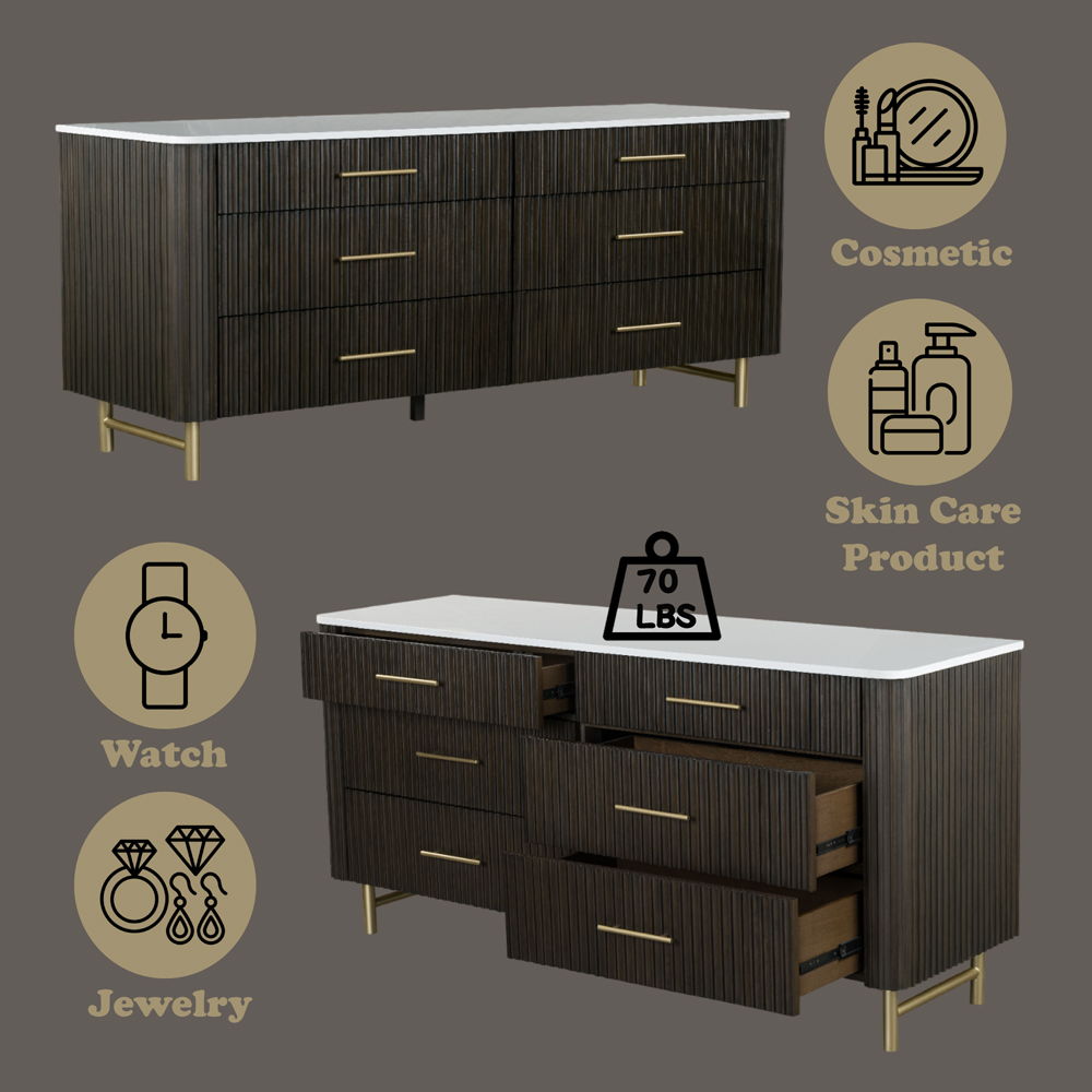 Clayten - Dresser - Marble Top & Espresso