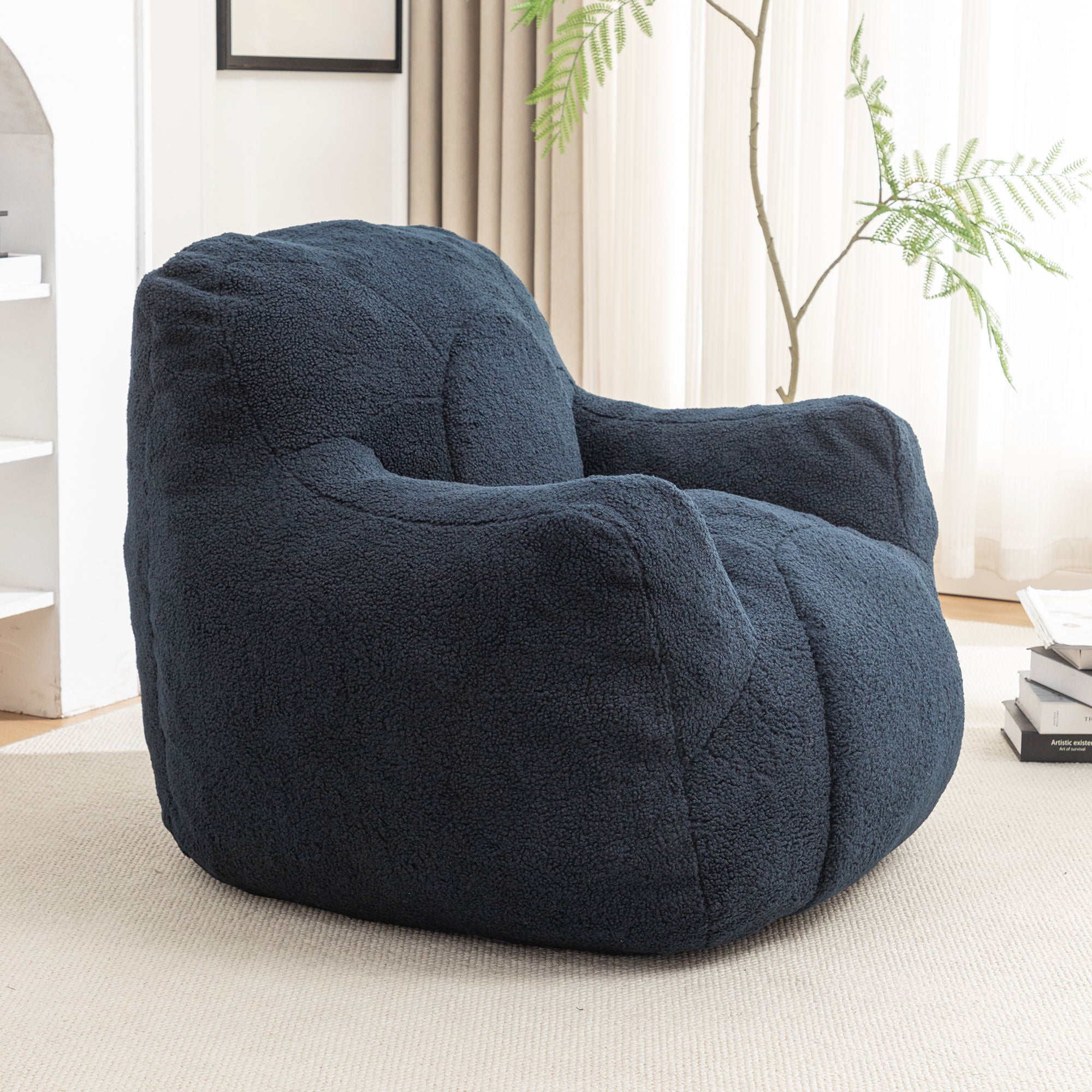 Comfy Bean Bag Chair With Filler, Fluffy And Cozy Seating