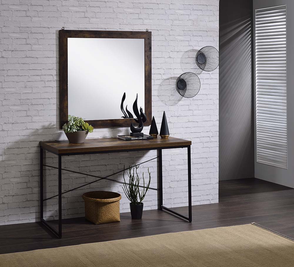 ACME Bob - Console Table - Weathered Oak & Black Finish | Meri Furniture