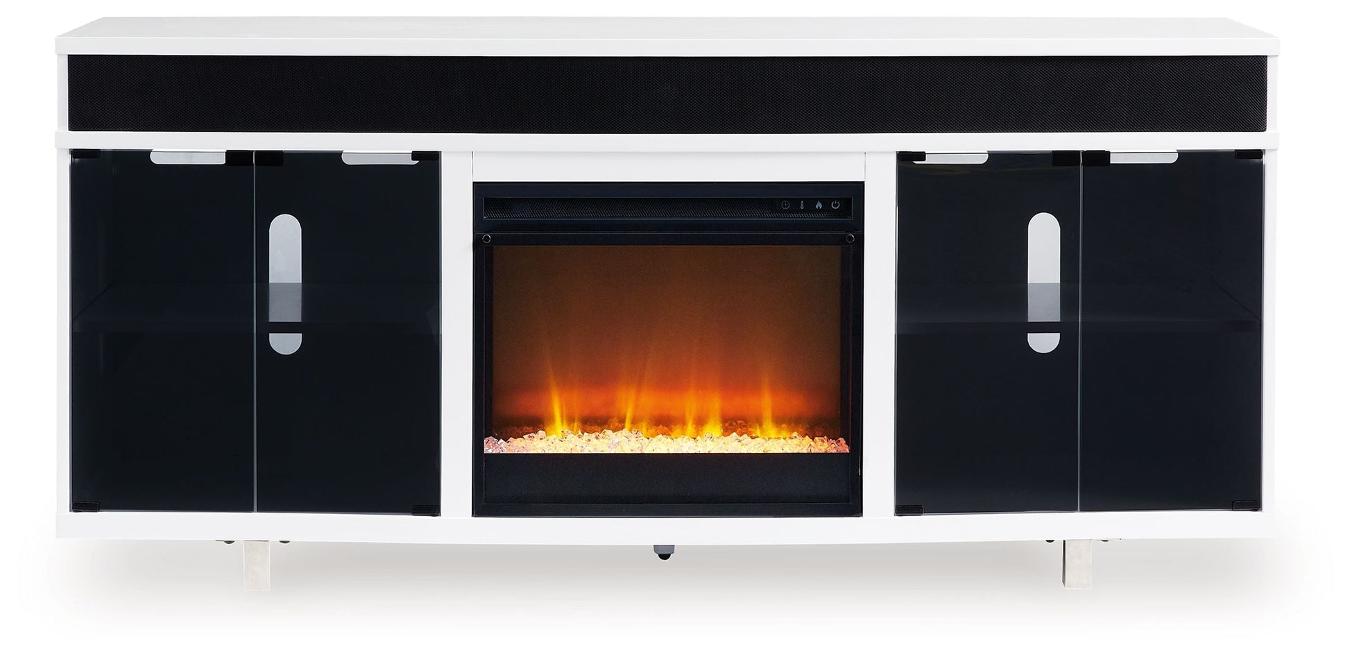 Signature Design by Ashley® Gardoni - White / Black - 72" TV Stand With Electric Fireplace | Meri Furniture
