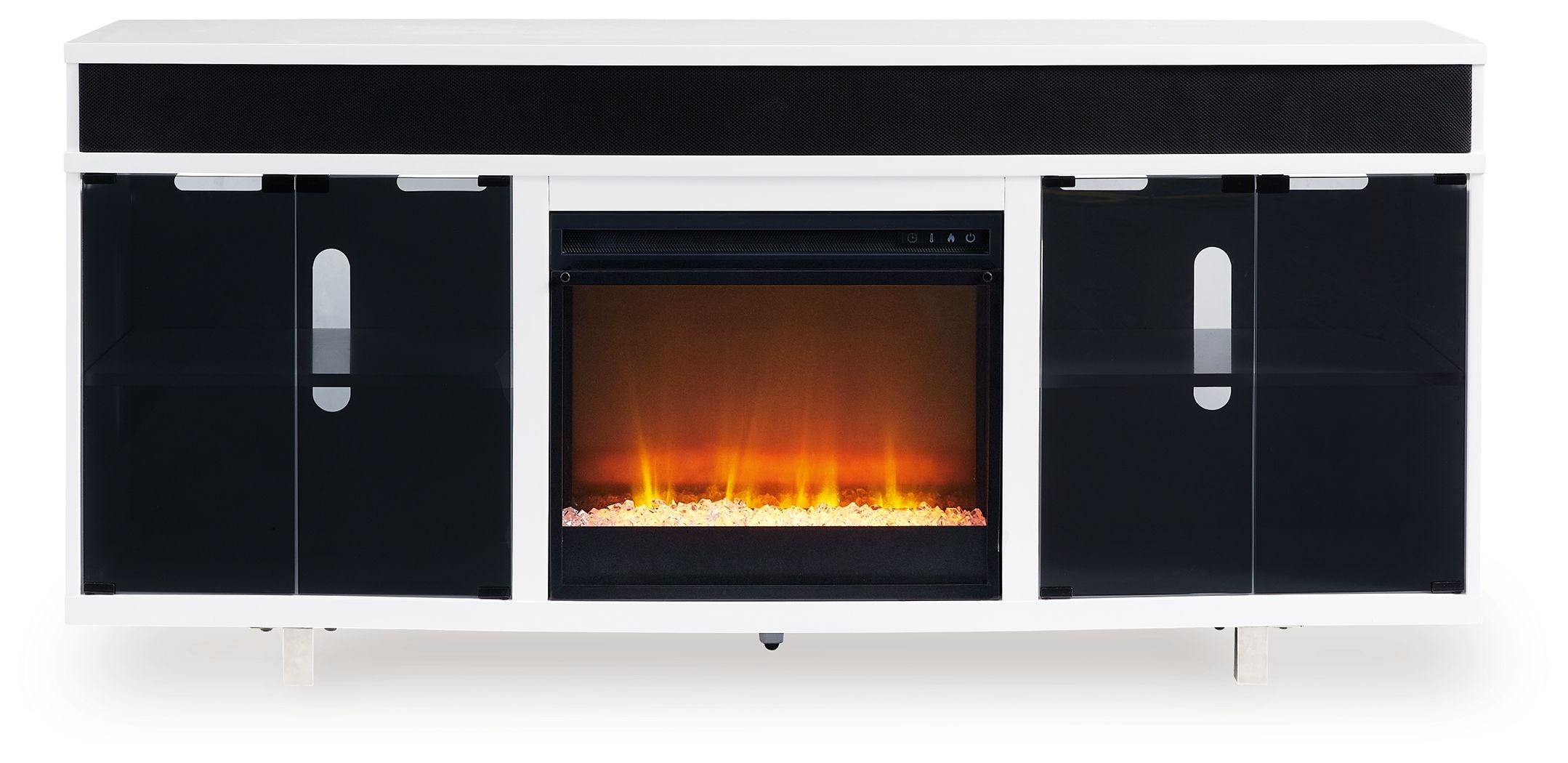 Signature Design by Ashley® Gardoni - White / Black - 72" TV Stand With Electric Fireplace | Meri Furniture