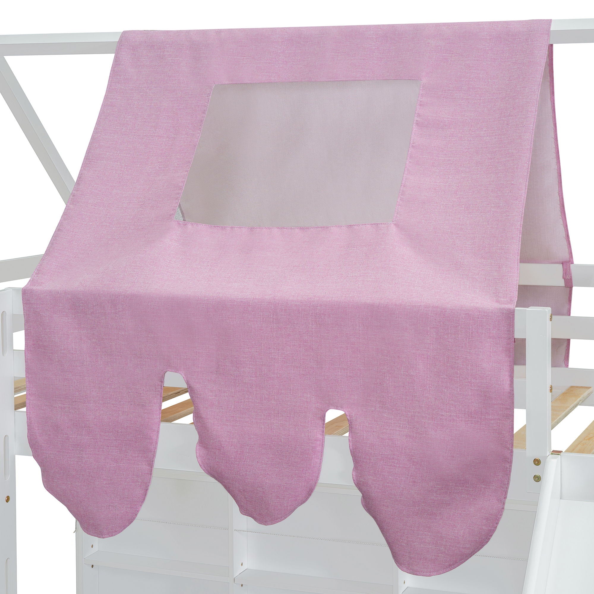 Loft Bed With House Shaped Frame And Tent