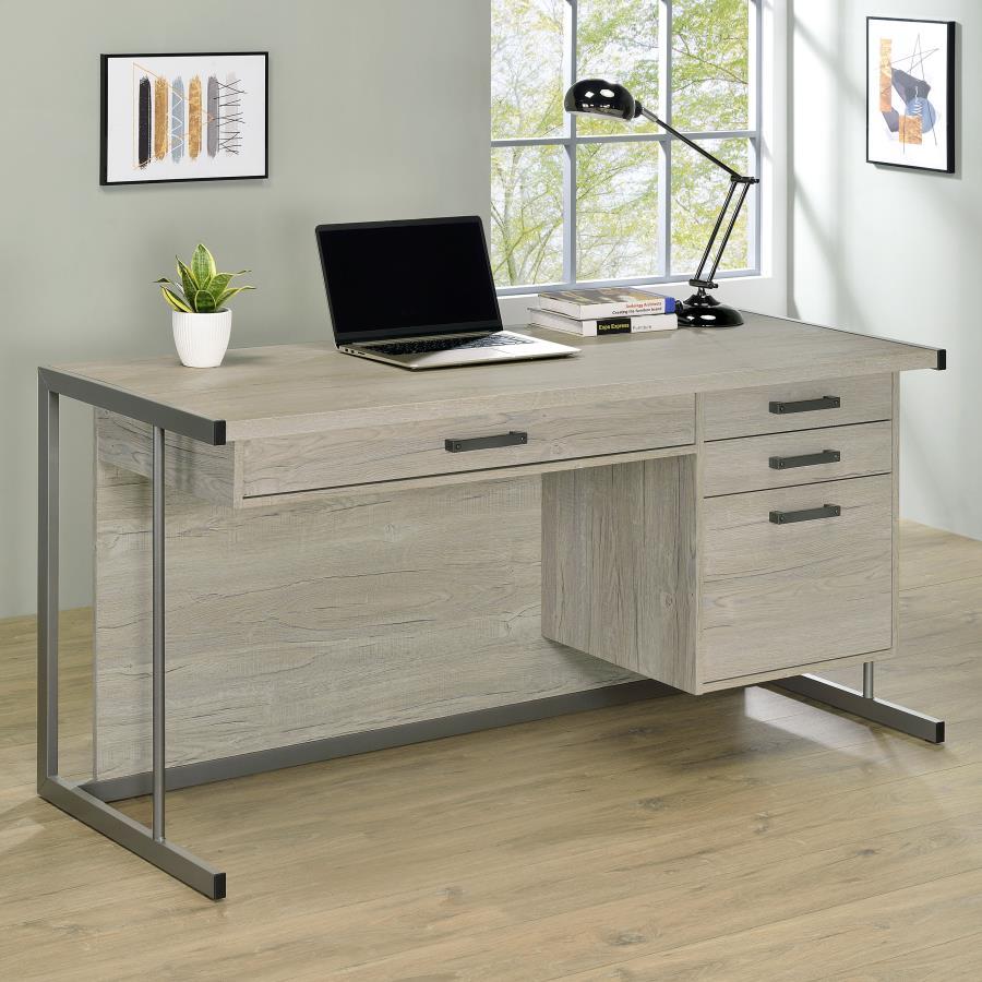Coaster Fine Furniture Loomis - 4-Drawer Computer Desk - Whitewashed Gray | Meri Furniture
