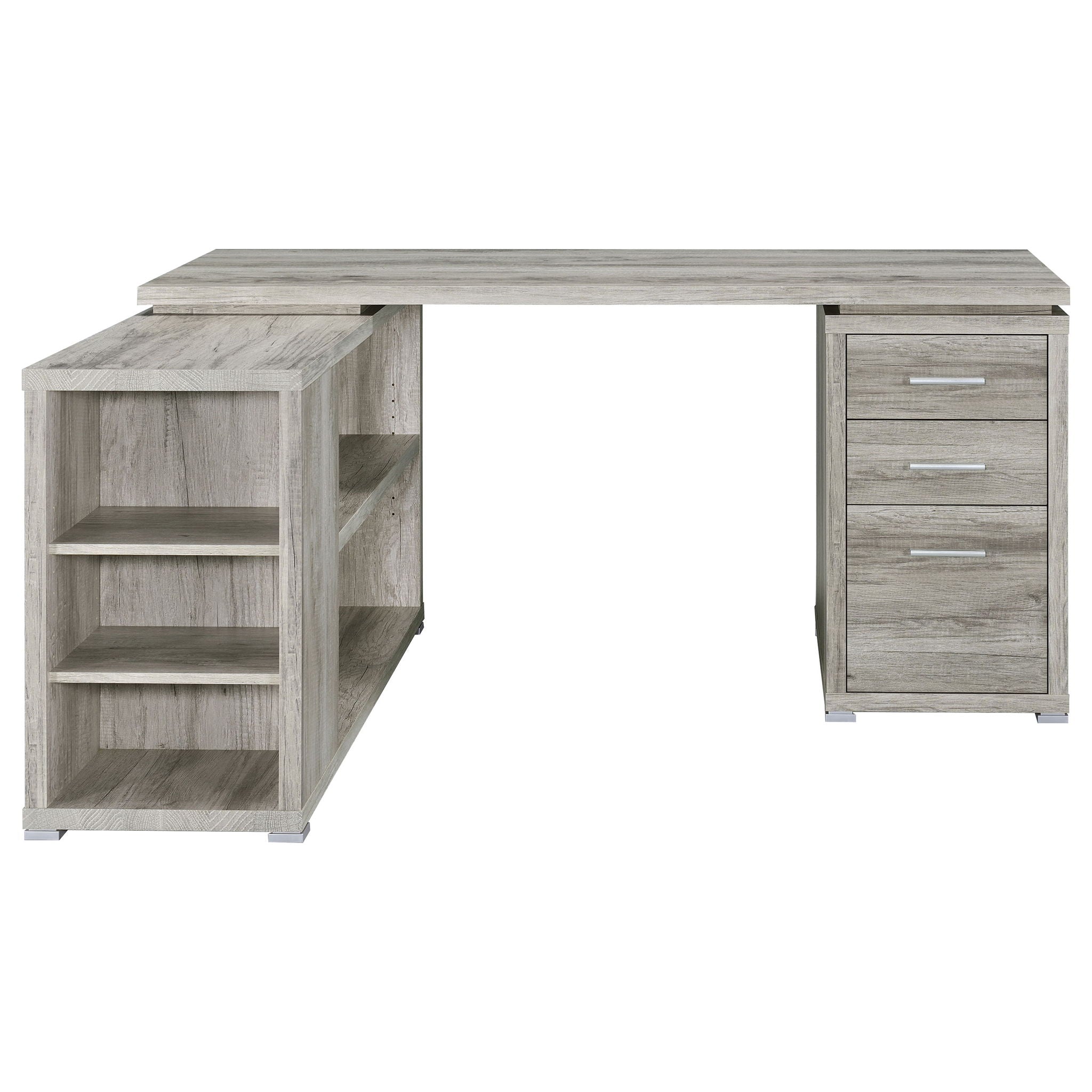 Transitional L Shape Computer Desk With Multiple Storage And Built In File Cabinet