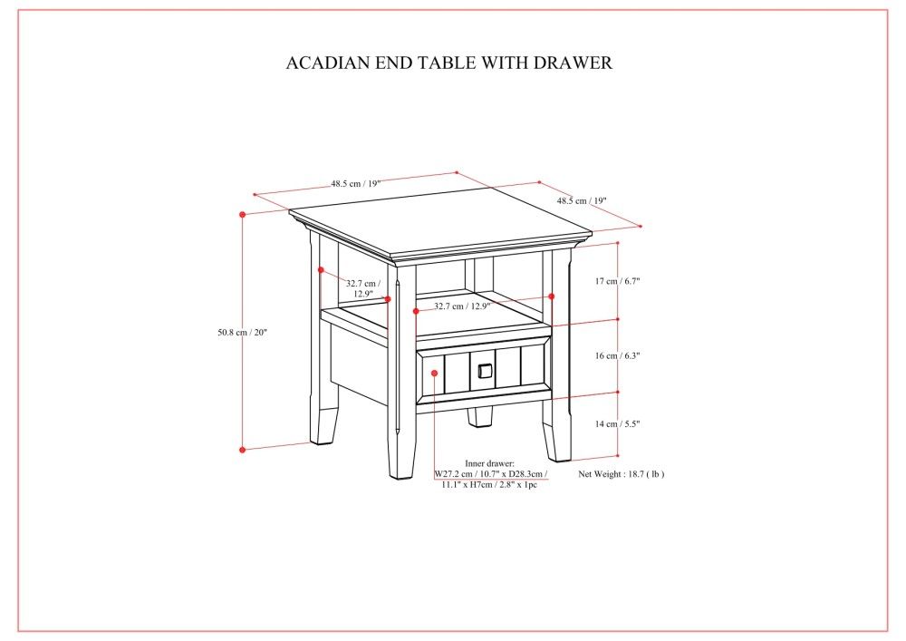 Acadian - End Table With Drawer - Brown