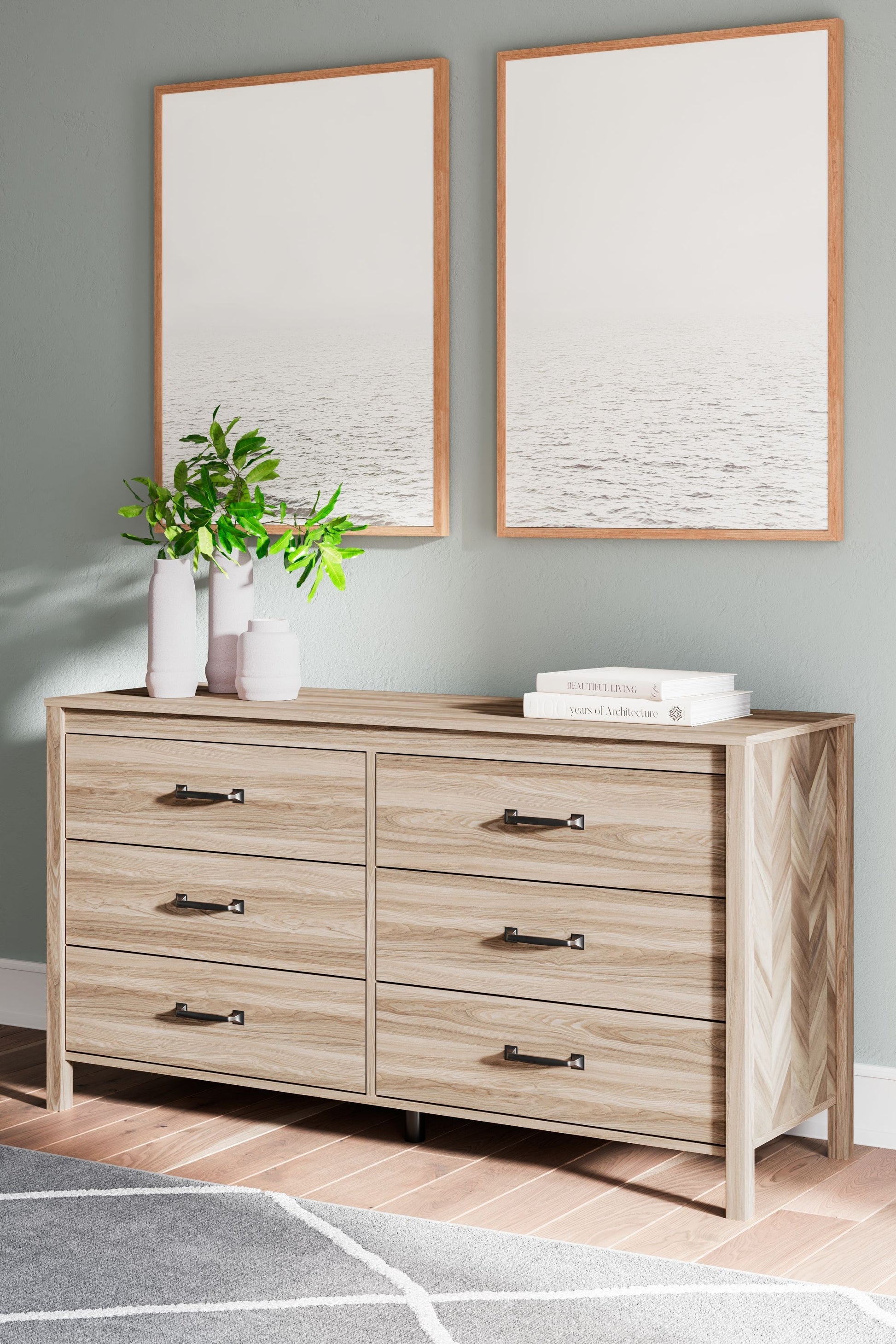 Signature Design by Ashley® Battelle - Tan - Six Drawer Dresser | Meri Furniture