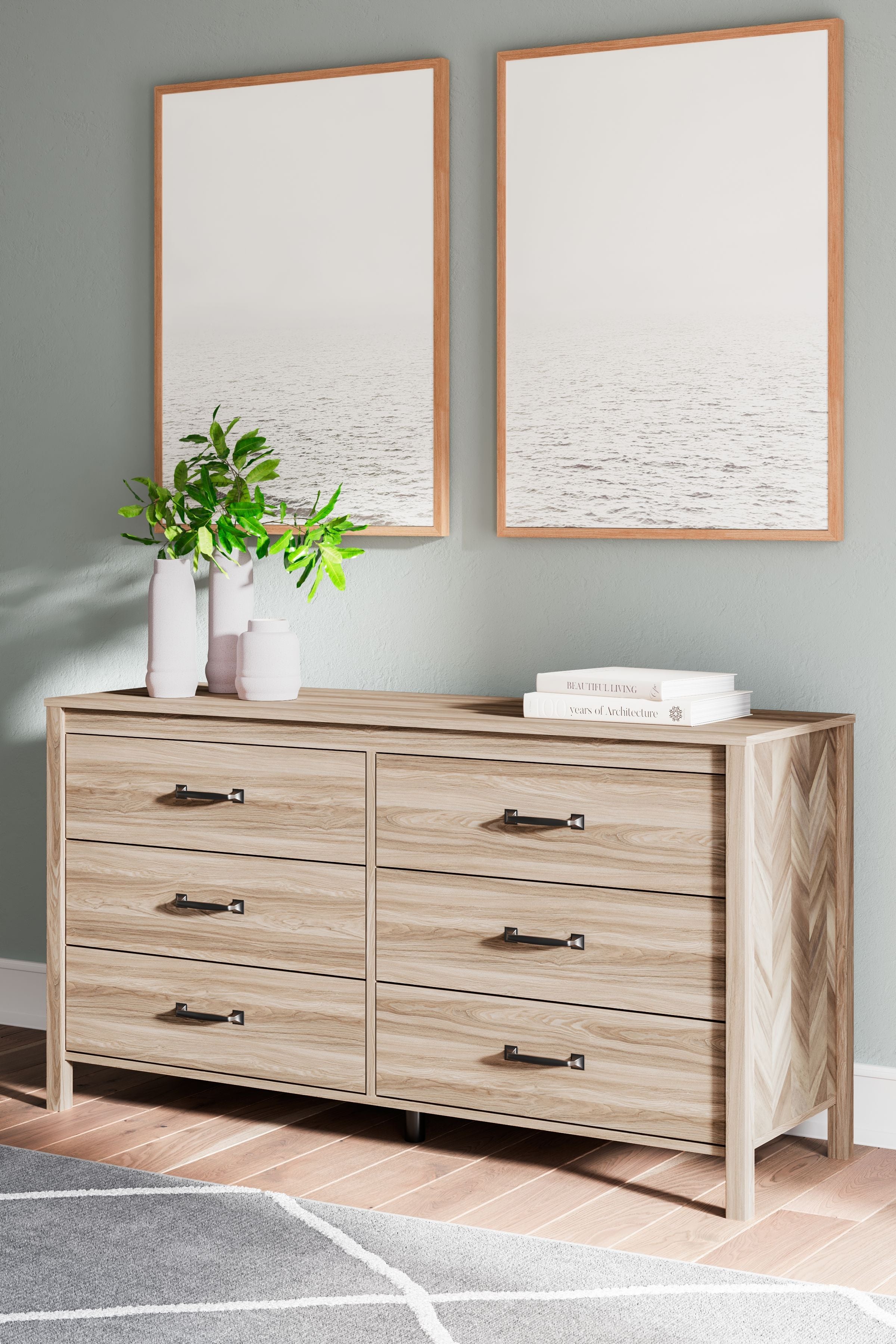 Signature Design by Ashley® Battelle - Tan - Six Drawer Dresser | Meri Furniture